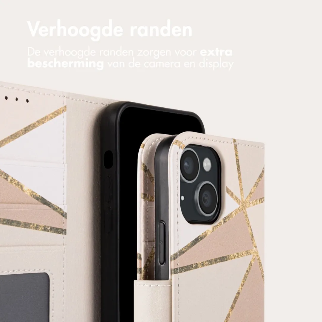 Imoshion iPhone 15 Hoesje - Beige Graphic - 3 Pasjes