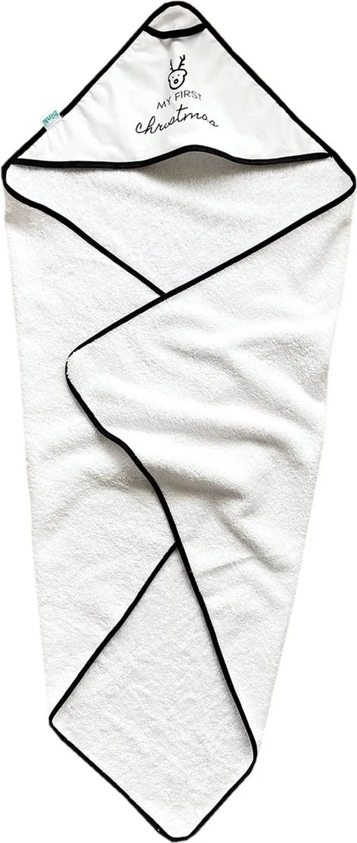 BINK Bedding Badcape My First Christmas Rendier - Zwart/Wit 75x75