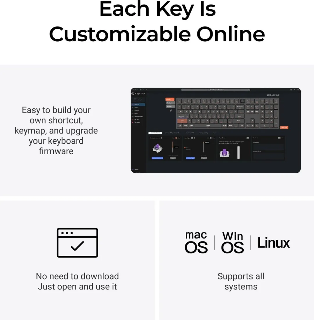 Keychron Q6 HE Q6H-M1 Gaming Toetsenbord - Nebula Switch - Zwart