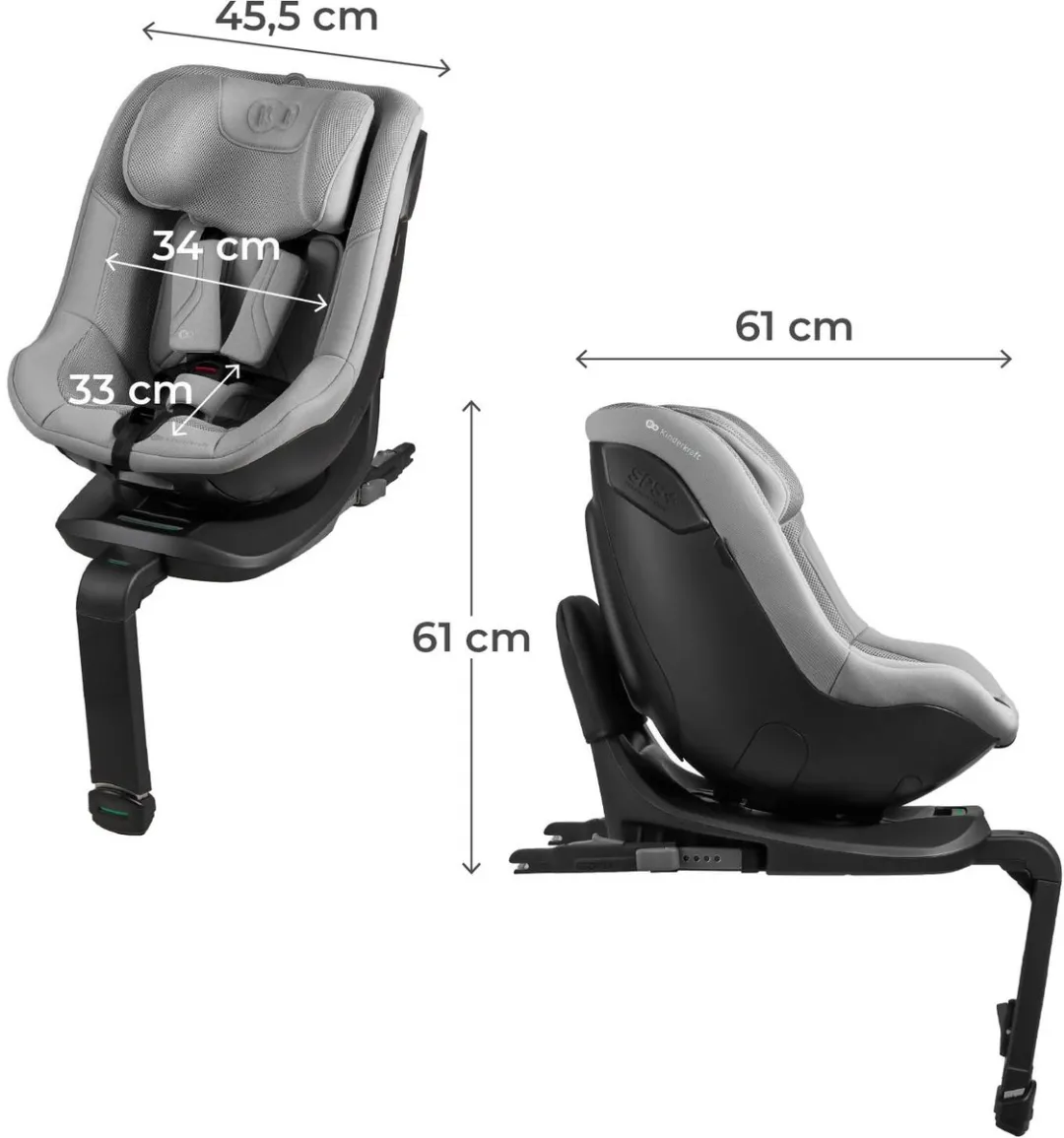 Kinderkraft I-GUARD PRO Autostoel – 61-105 cm – i-Size – Met Isofix – 360° Draaibaar – Grijs