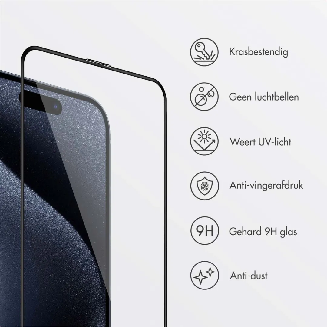 Accezz Screenprotector iPhone 15 Pro Max - Glas - Anti-dust applicator