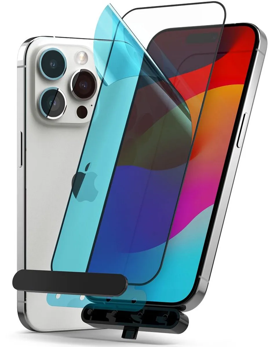Ringke iPhone 15 Pro Max Schermbeschermer 9H - Inclusief installatiejig