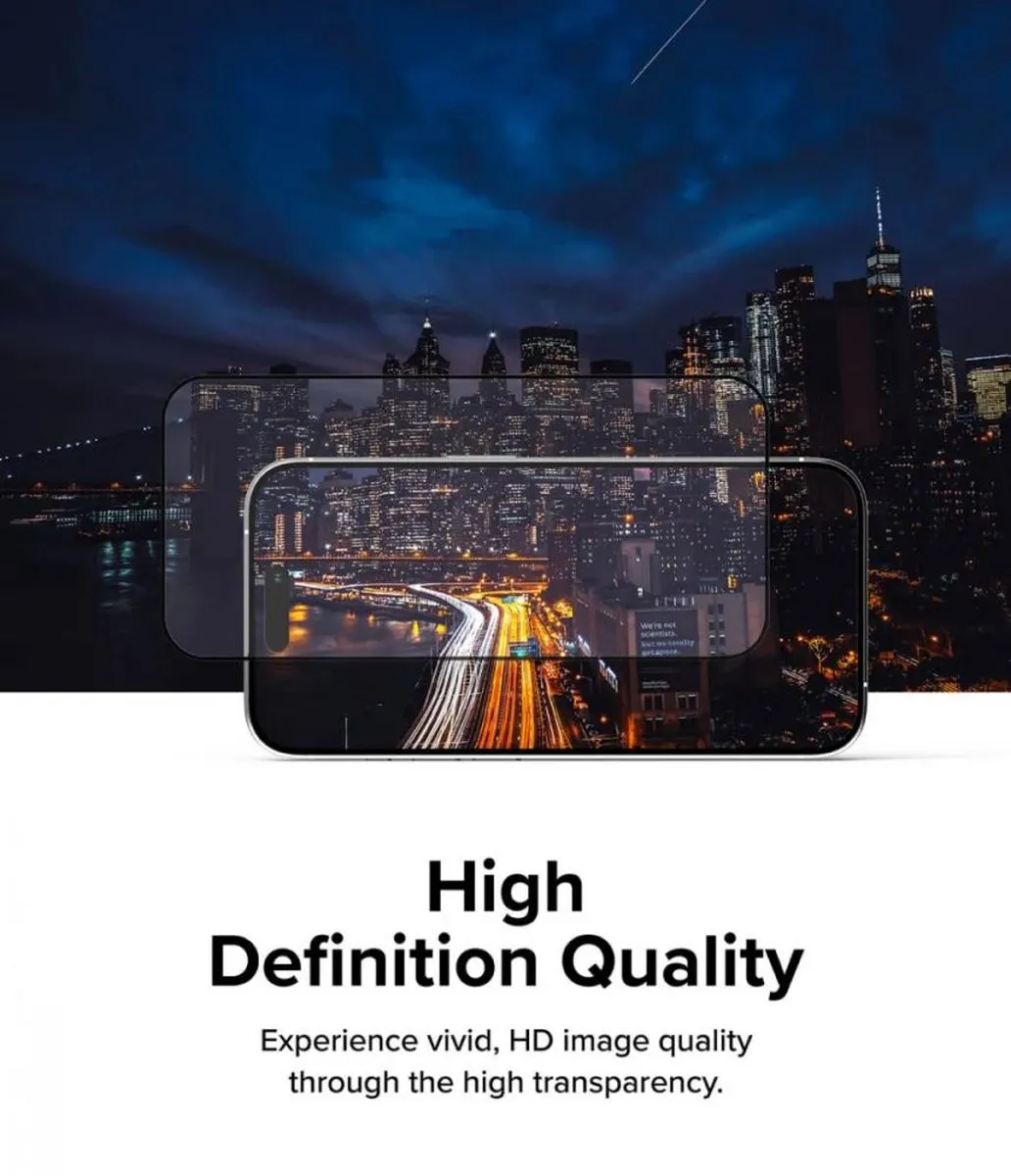Ringke iPhone 15 Pro Max Schermbeschermer 9H - Inclusief installatiejig