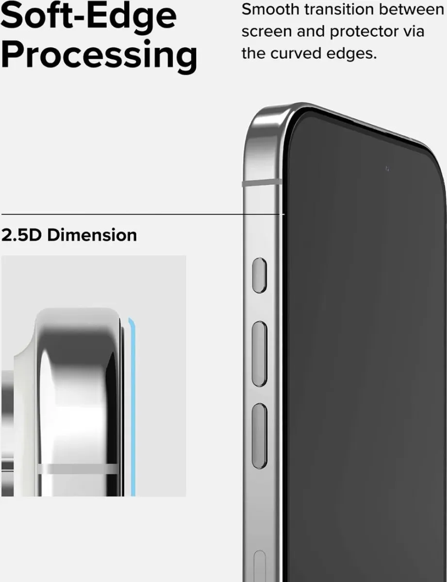 Ringke iPhone 15 Pro Max Schermbeschermer 9H - Inclusief installatiejig