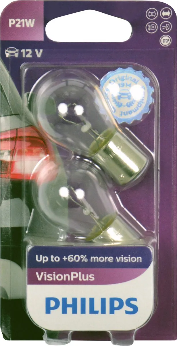 Philips VisionPlus P21W Auto Lamp - Wit - 2 Stuks