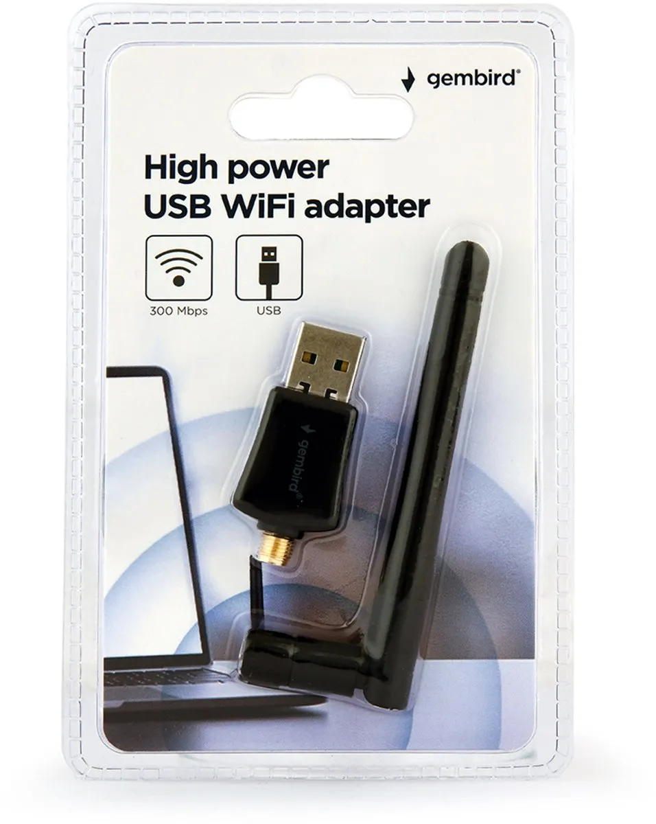 Gembird WNP-UA300P-02 USB WiFi Adapter 300Mbps - Zwart