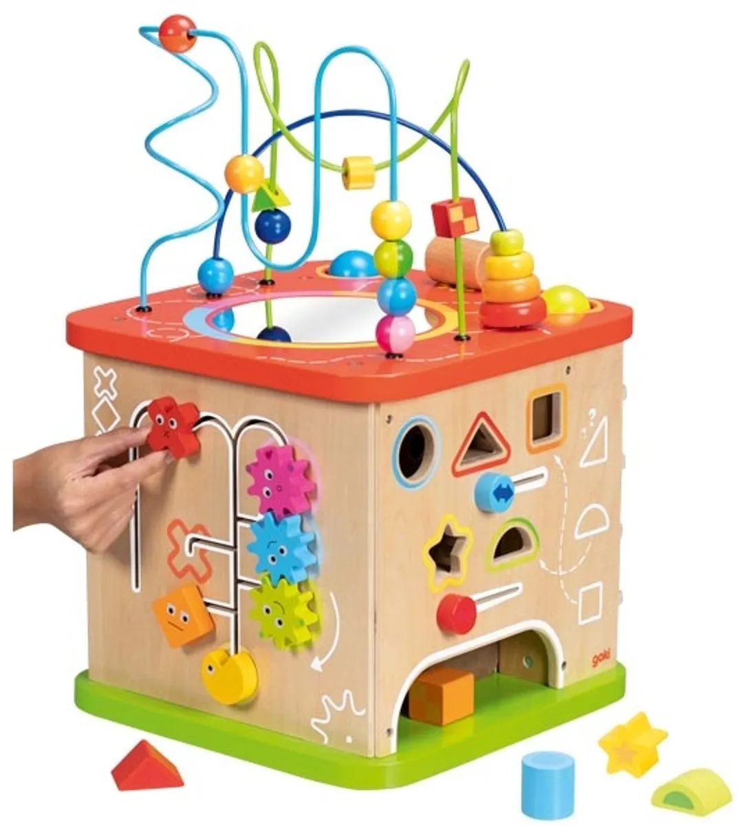 Goki Activiteitenkubus XXL 35x35x54cm - Hout/Metalen Speelgoed - Multicolor