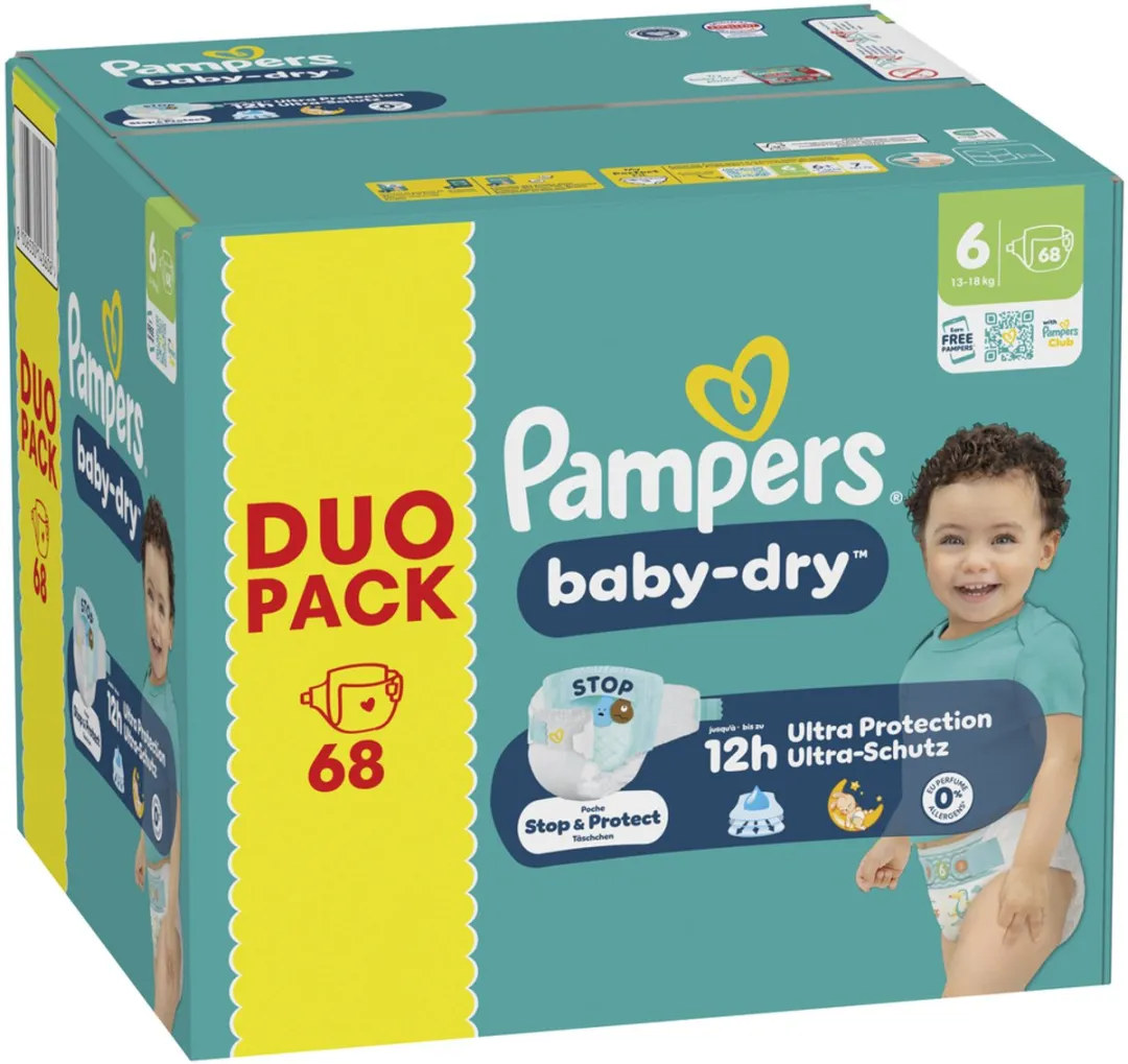 Pampers Baby-Dry Maat 6 Luiers - 68 Stuks