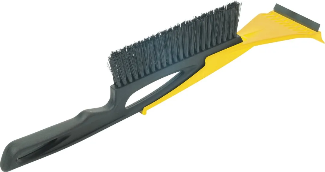 Autoramen IJskrabber met borstel en trekker geel 40 cm met anti-condens doek - Winter vorst accessoires