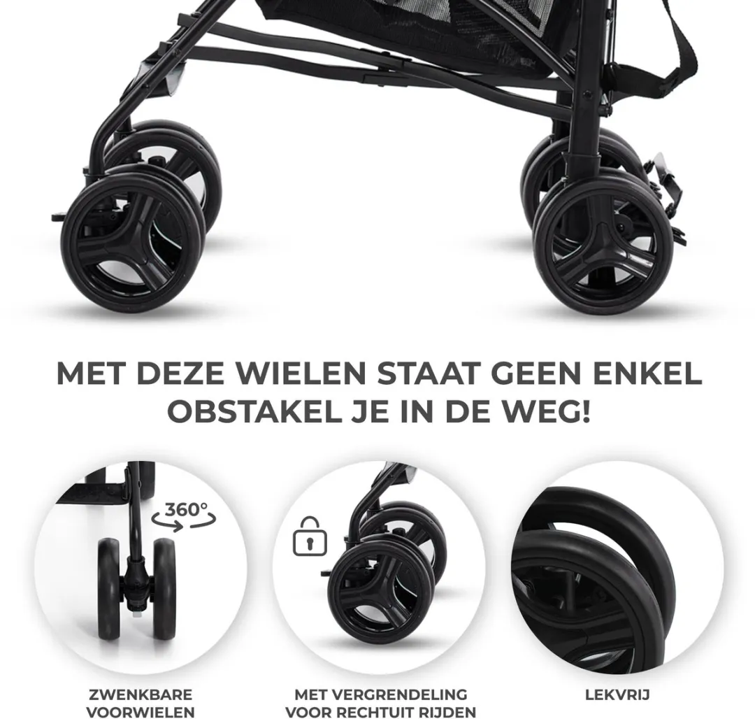 KinderKraft TIK Reisbuggy 6,5kg - Verstelbare Rugleuning - Beige