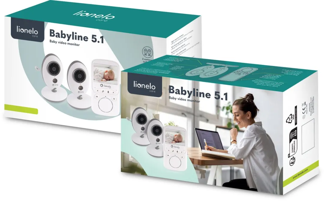 Lionelo Premium Babyfoon 5.1 - 2 Camera's - Bereik 300m - Beige/Wit