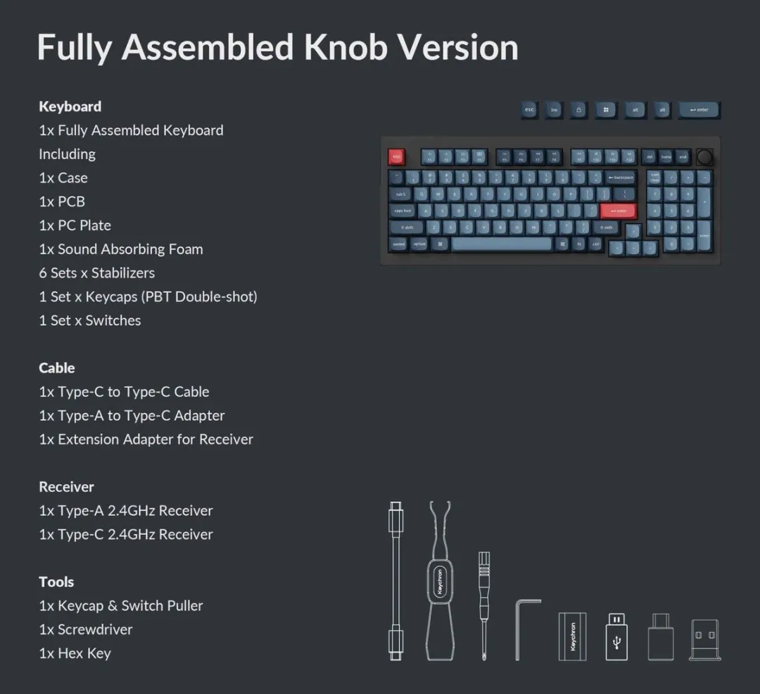 Keychron V5 Max V5M-D3 Toetsenbord - Brown Switch - Carbonzwart