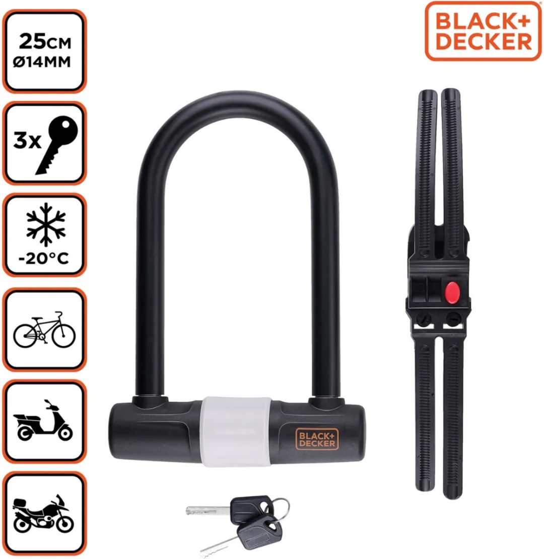BLACK+DECKER Beugelslot 14x25cm - 3 Sleutels