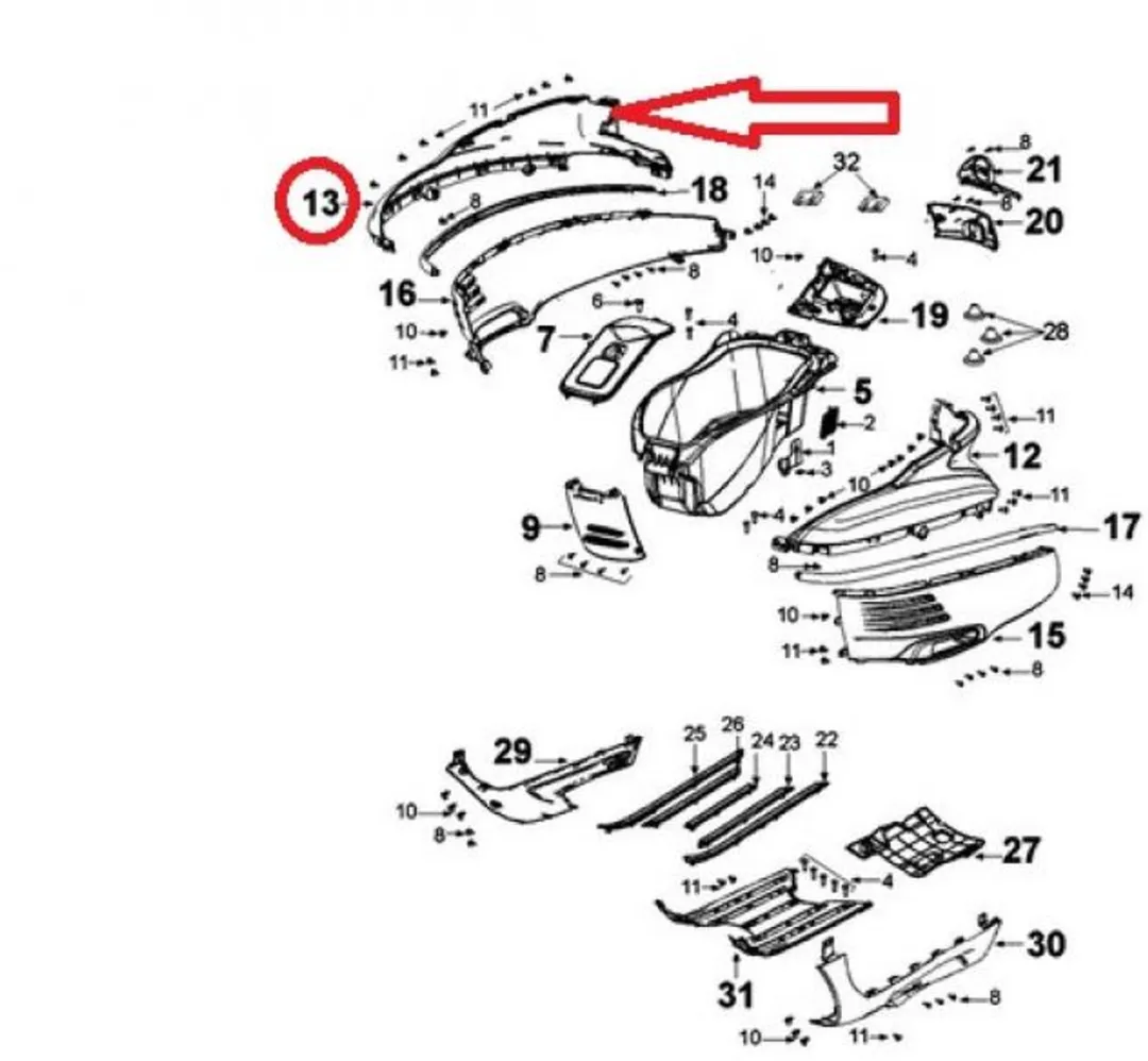 Peugeot 125 Django Y Coque ARD - 787079F8 - Wit