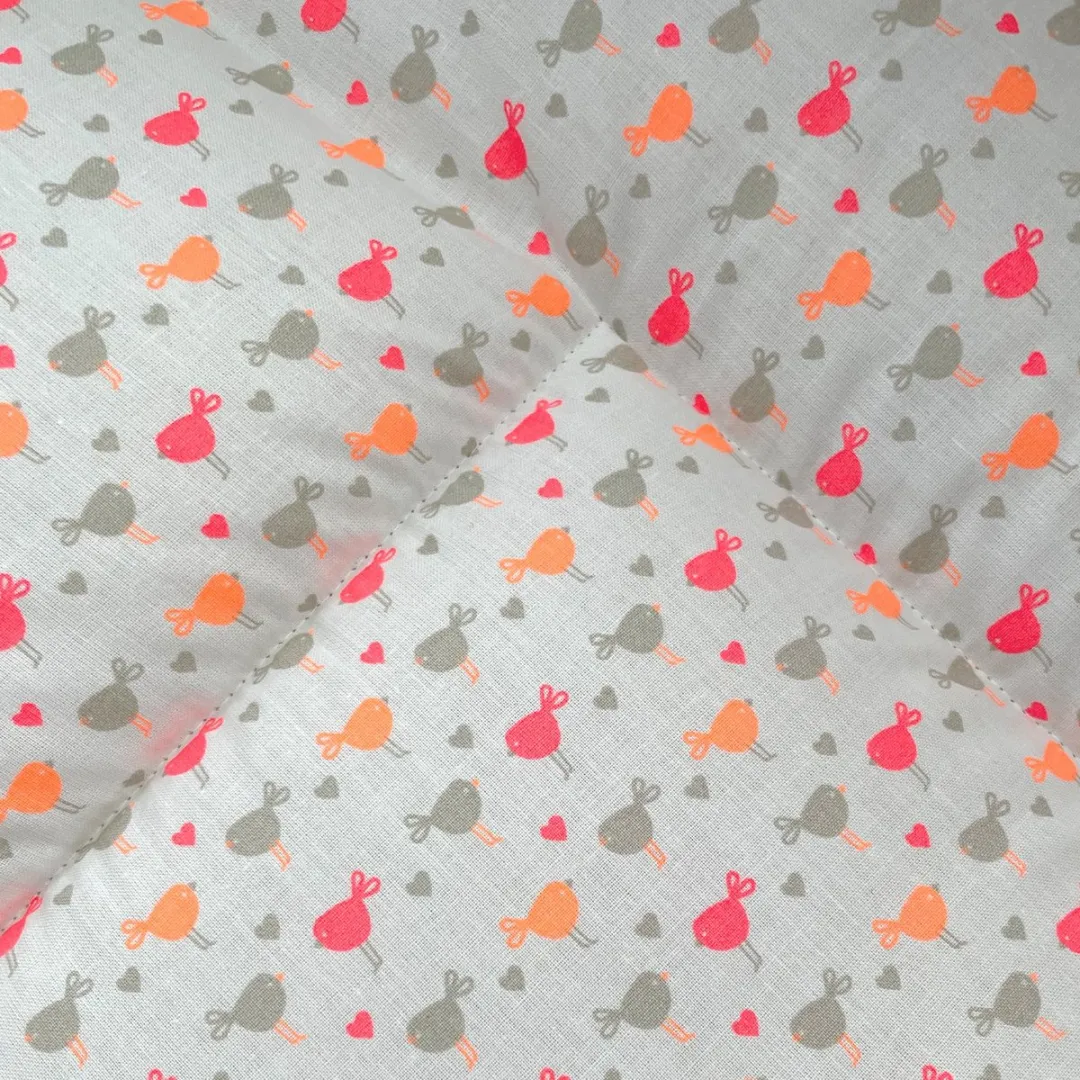 BINK Bedding Boxkleed Birdie 80x100cm - Fiberfill 400g - Neon Roze/Oranje/Grijs/Wit