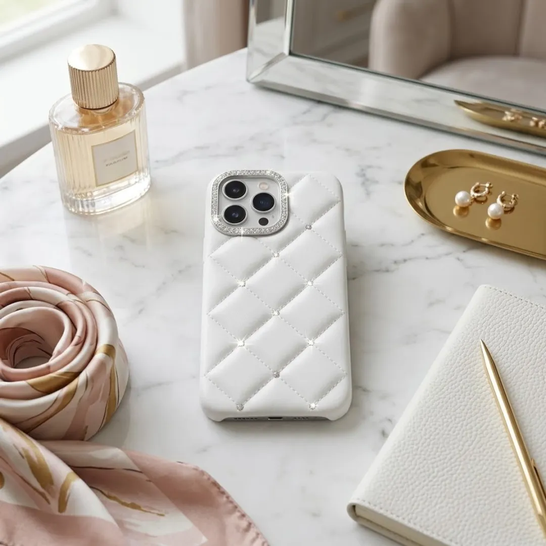 NUVEX iPhone 17 Pro Max Hoesje - Wit met strass