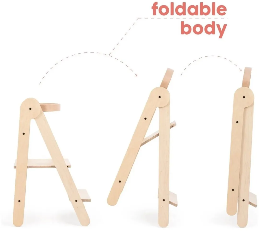 Mamatoyz Houten Leertoren Opvouwbaar - Montessori - Naturel met grijs