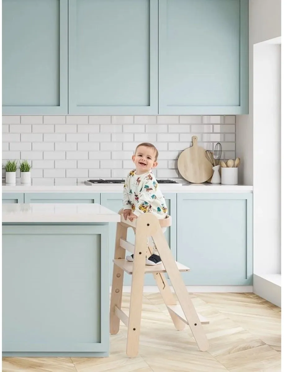 Mamatoyz Houten Leertoren Opvouwbaar - Montessori - Naturel met grijs