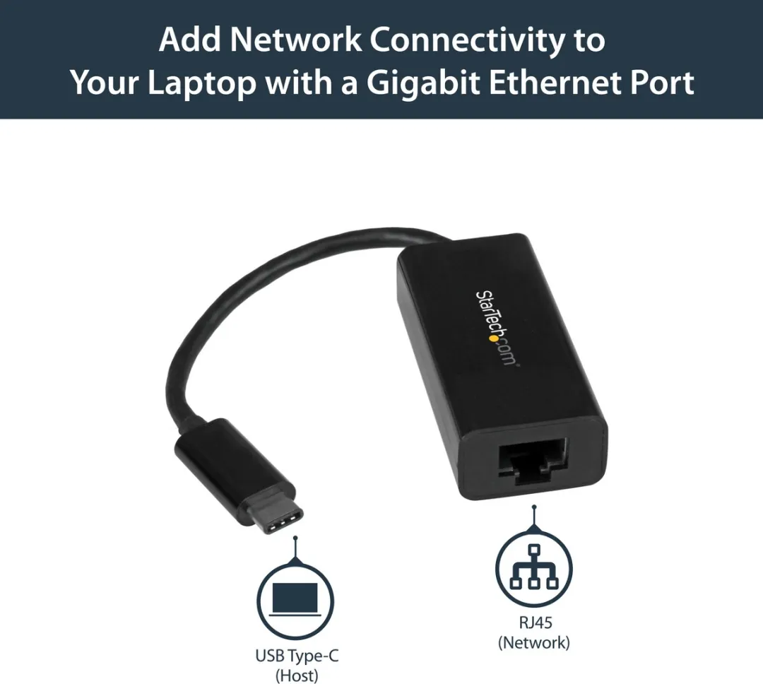 Startech US1GC30B USB-C naar Gigabit Ethernet Adapter - Nero