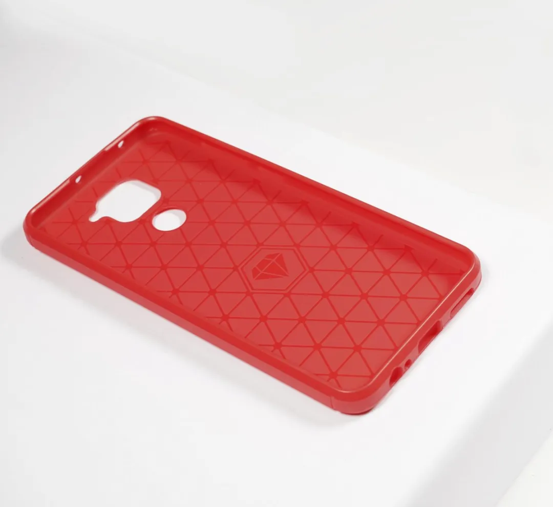 BMAX Carbon Hoesje Xiaomi Redmi Note 9 - Rood