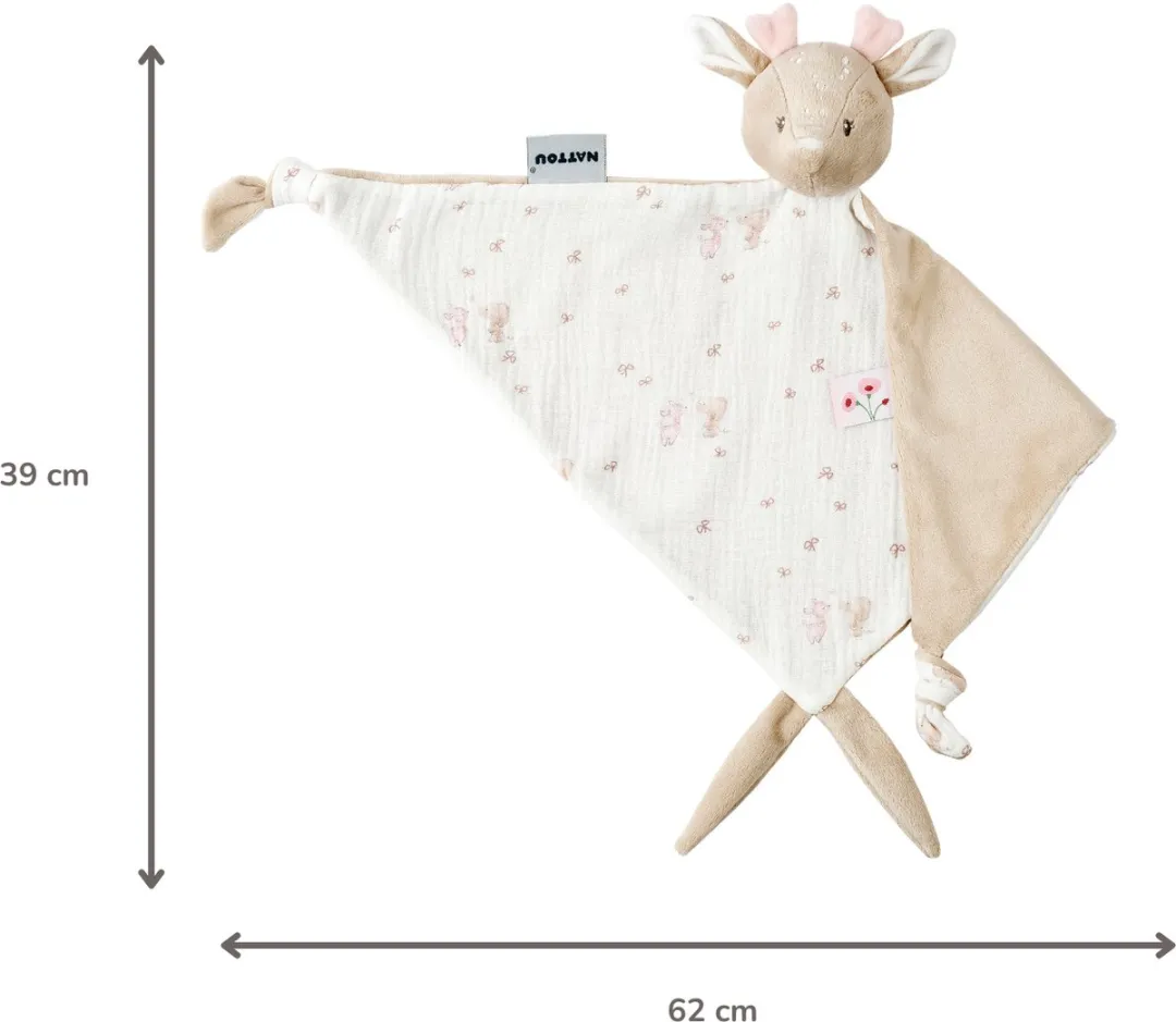 Nattou FanFan Baby Knuffeldoekje 65x40cm - Roze Hertje