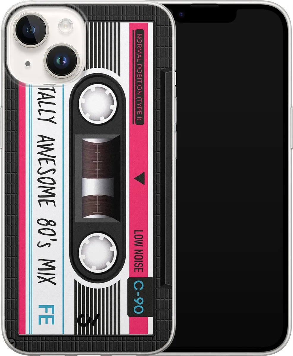Casevibes Hoesje iPhone 14 Cassette - Zwart