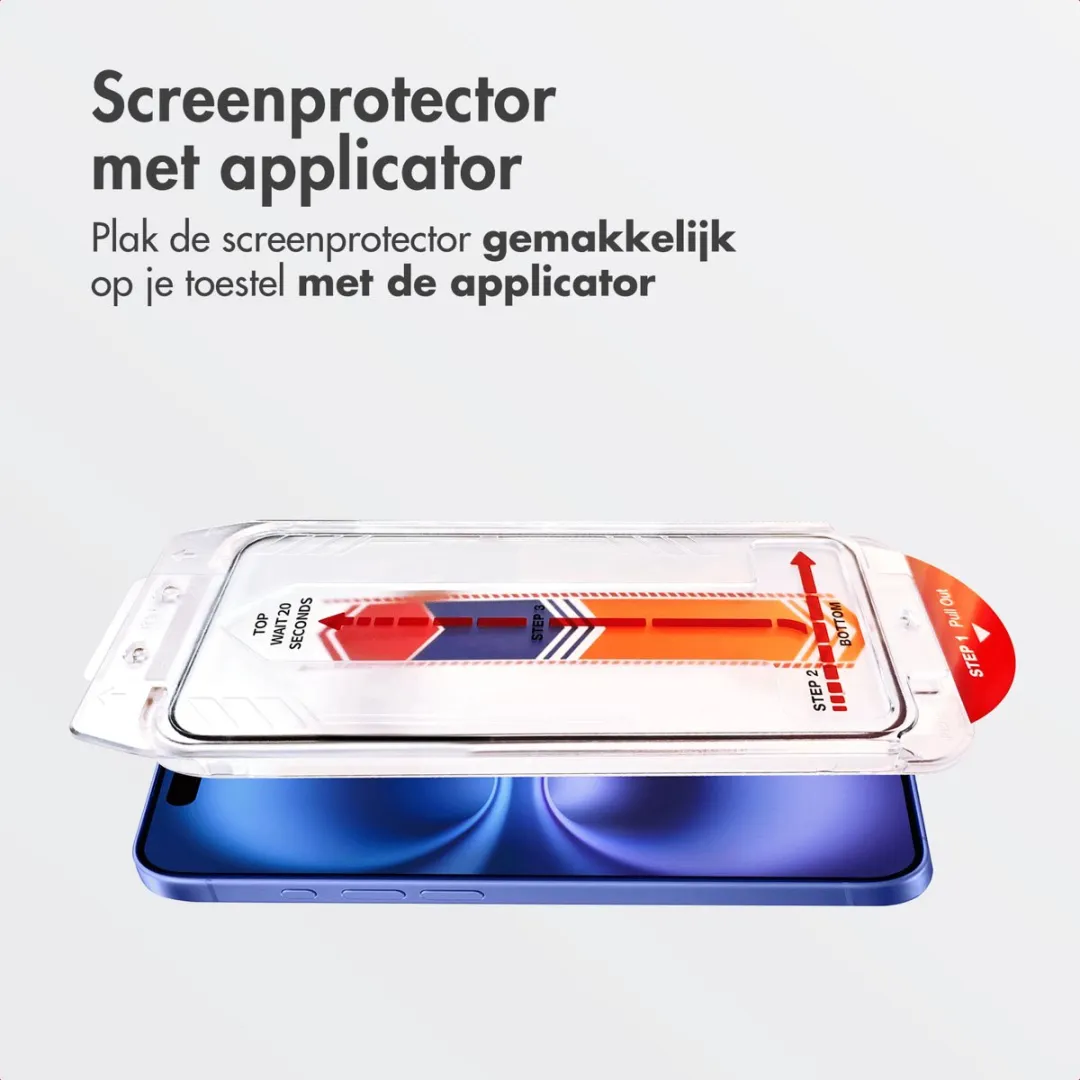 Accezz Screenprotector iPhone 15/16 Plus - Glas met anti-stof applicator