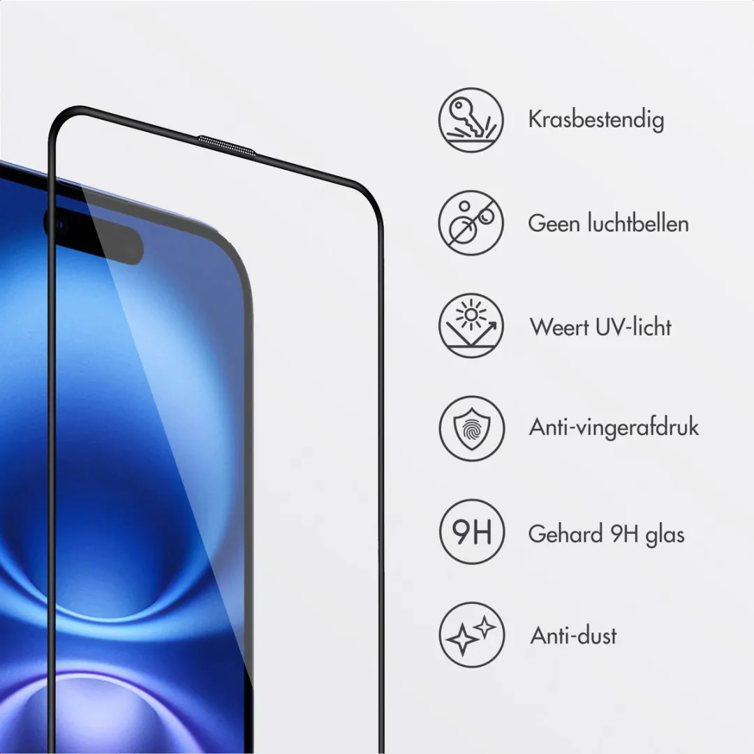 Accezz Screenprotector iPhone 15/16 Plus - Glas met anti-stof applicator
