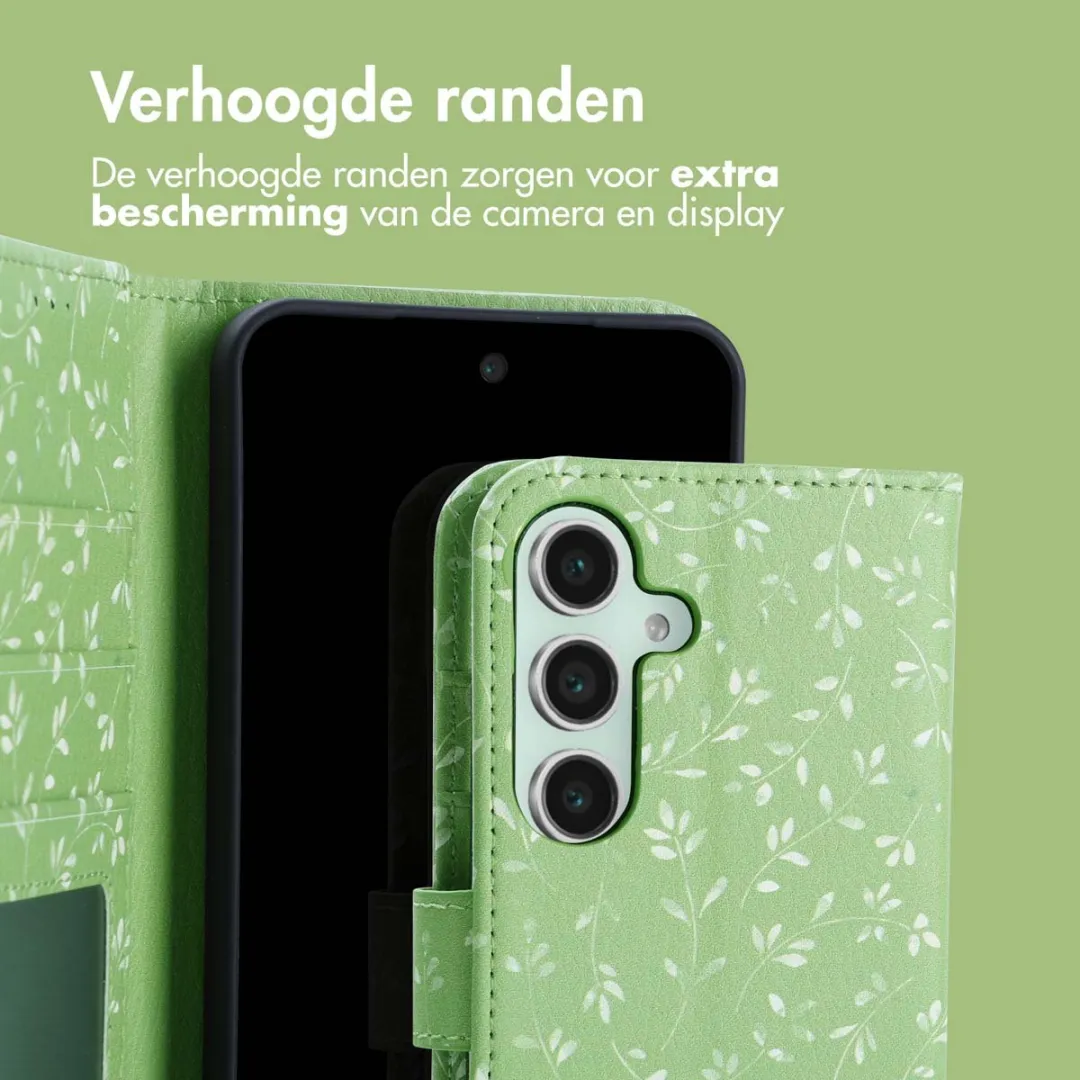 imoshiion Hoesje Samsung Galaxy S25 Green Flowers - 3 Pasjes