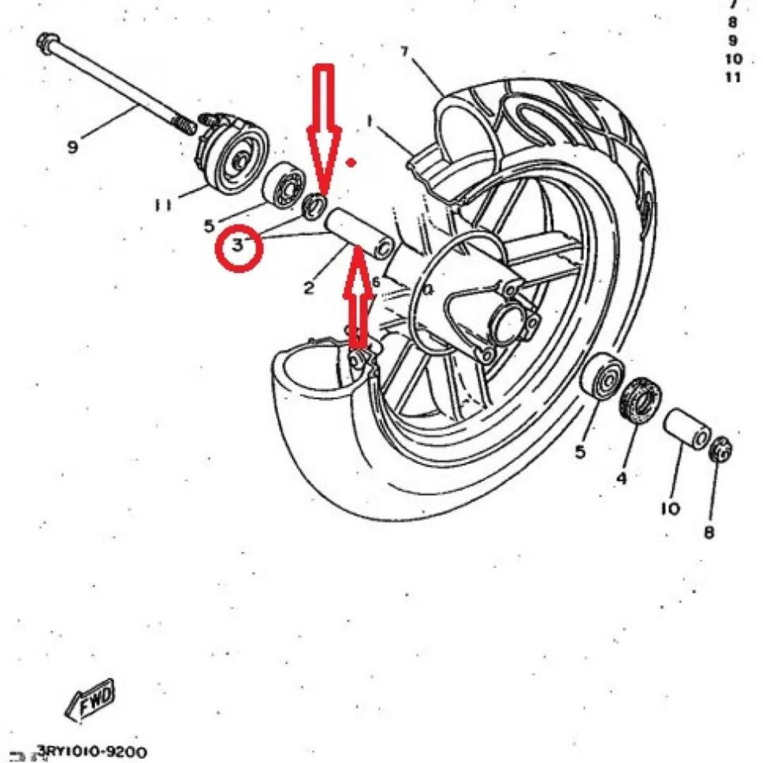 Yamaha 80 Entretoise Voorwiel - 4KH-W5115-17