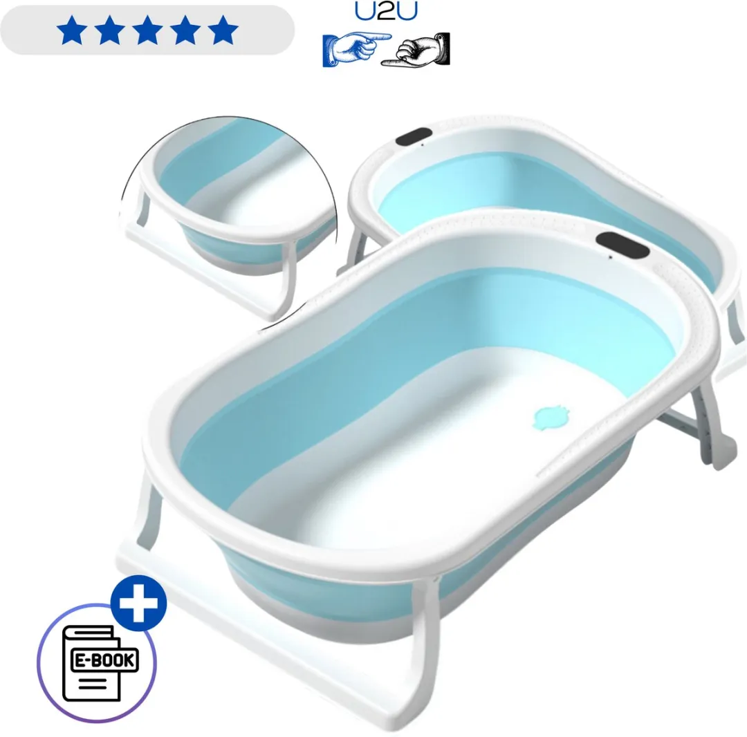Opvouwbaar Baby Badje Met Antislip Voeten Veilig Inklapbaar Kinderbad Voor Baby En Peuter Ruimtebesparend Reisbadtje Van Huidvriendelijk Materiaal Met Ophanghaak CE Gecertificeerd Blauw 75 x 46 cm Speelgoed 1 jaar Compact En Praktisch Thuis Met Ebook