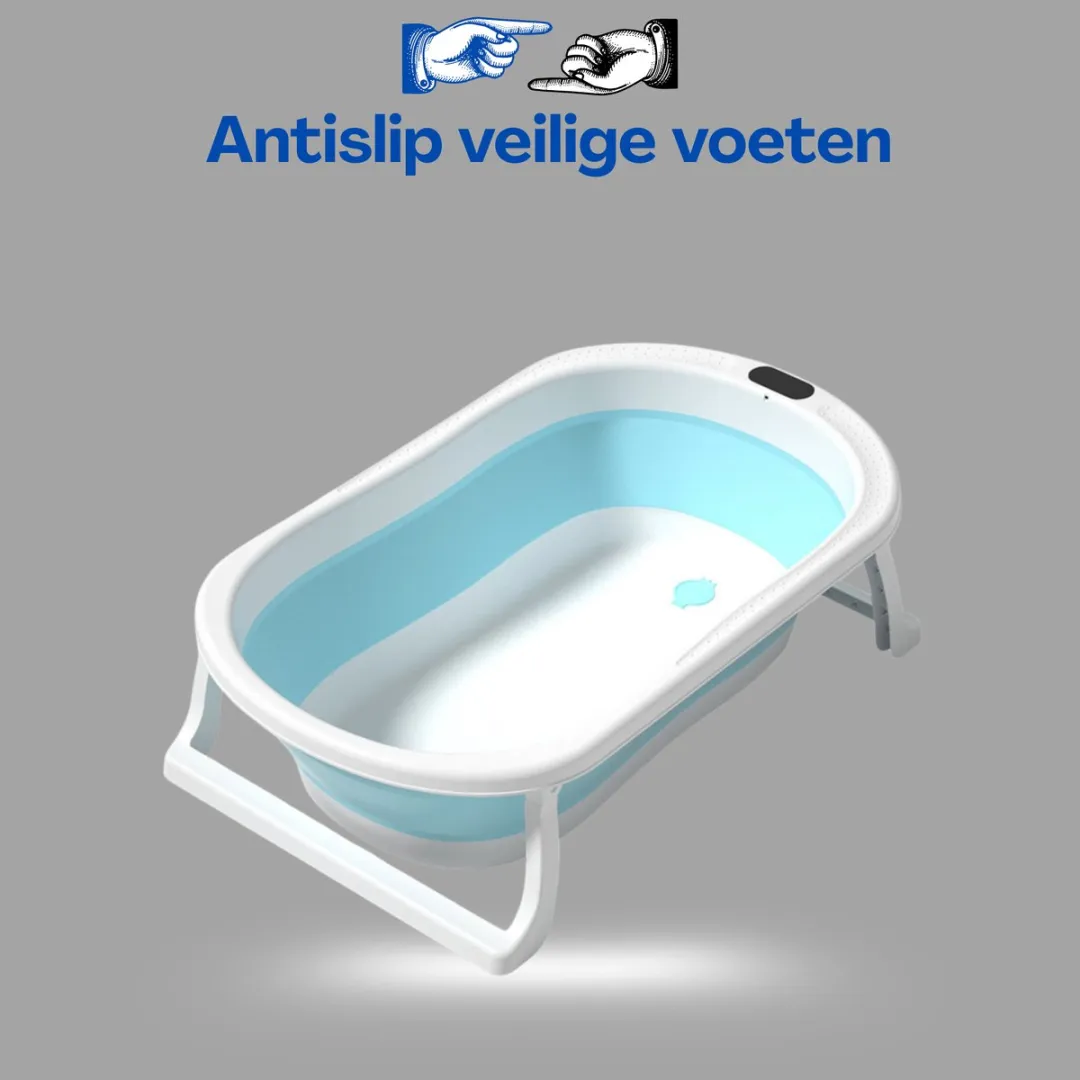 Opvouwbaar Baby Badje Met Antislip Voeten Veilig Inklapbaar Kinderbad Voor Baby En Peuter Ruimtebesparend Reisbadtje Van Huidvriendelijk Materiaal Met Ophanghaak CE Gecertificeerd Blauw 75 x 46 cm Speelgoed 1 jaar Compact En Praktisch Thuis Met Ebook