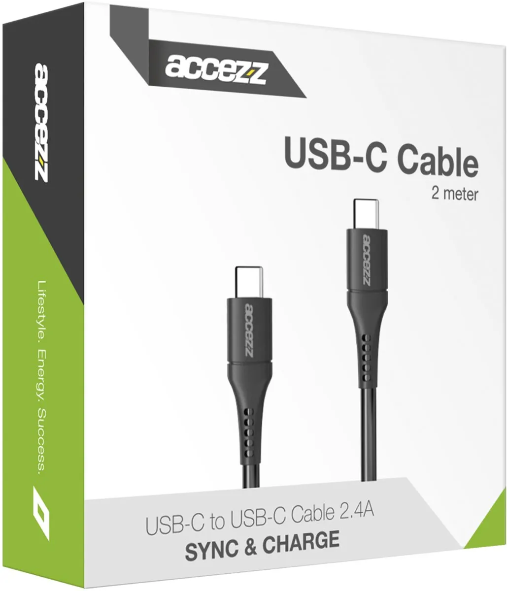 Accezz USB C naar USB C Kabel SH00010503 - 2m 60W - Zwart