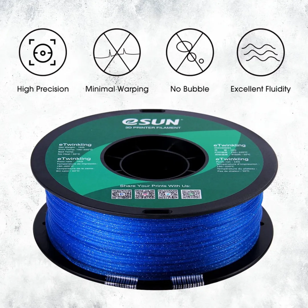 ESUN eTwinkling Filament 1.75mm Blauw 1kg