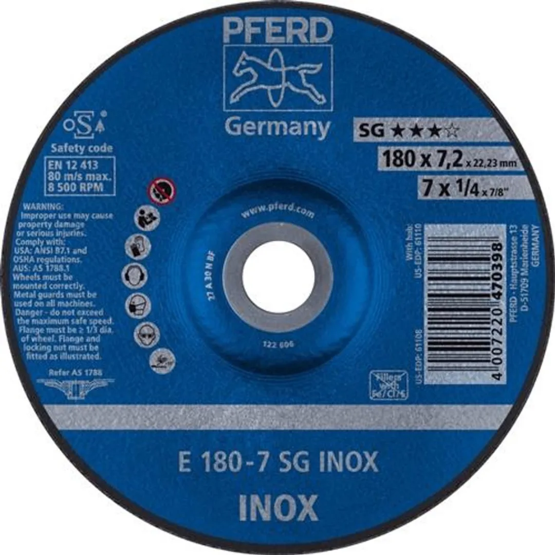 Pferd Afbraamschijf Gebogen 180mm SG Inox 62217632 - 10 Stuks