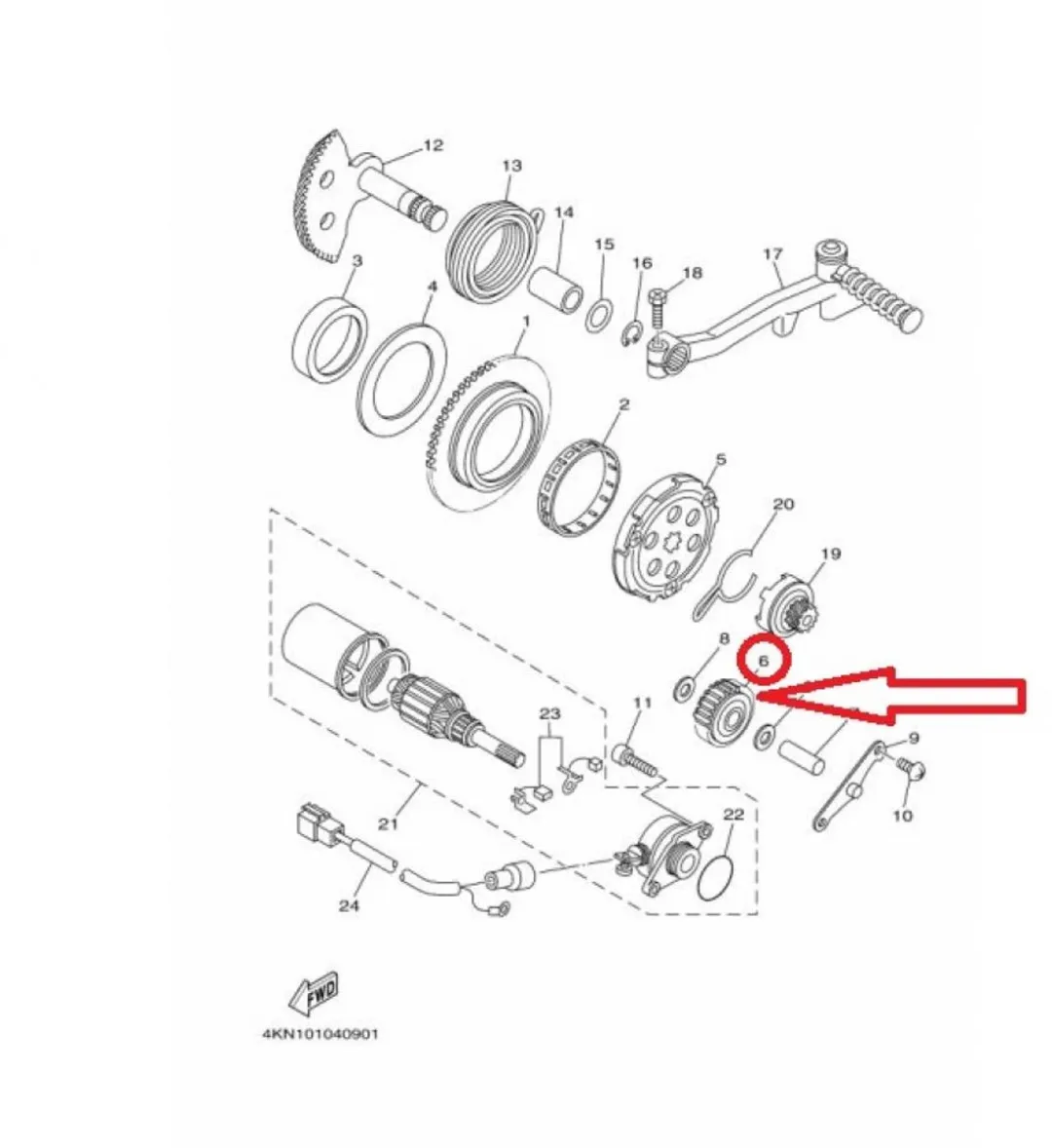 Yamaha 90 YA Axis Startpignon 48/20 Tanden - 3WF-15650
