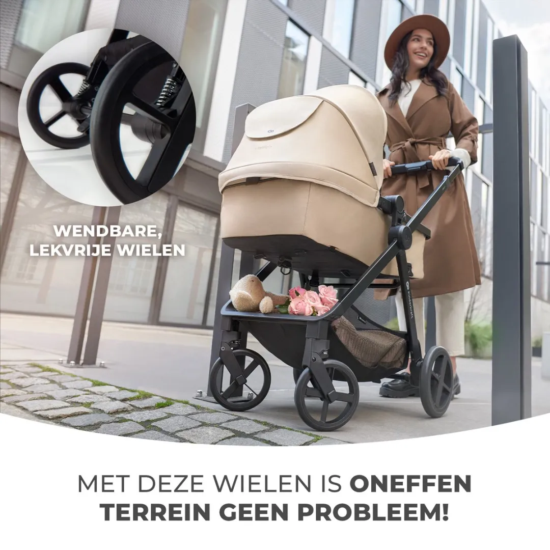 KinderKraft NEWLY 3-in-1 Kinderwagen Beige - Incl. MINK PRO i-Size Autostoel