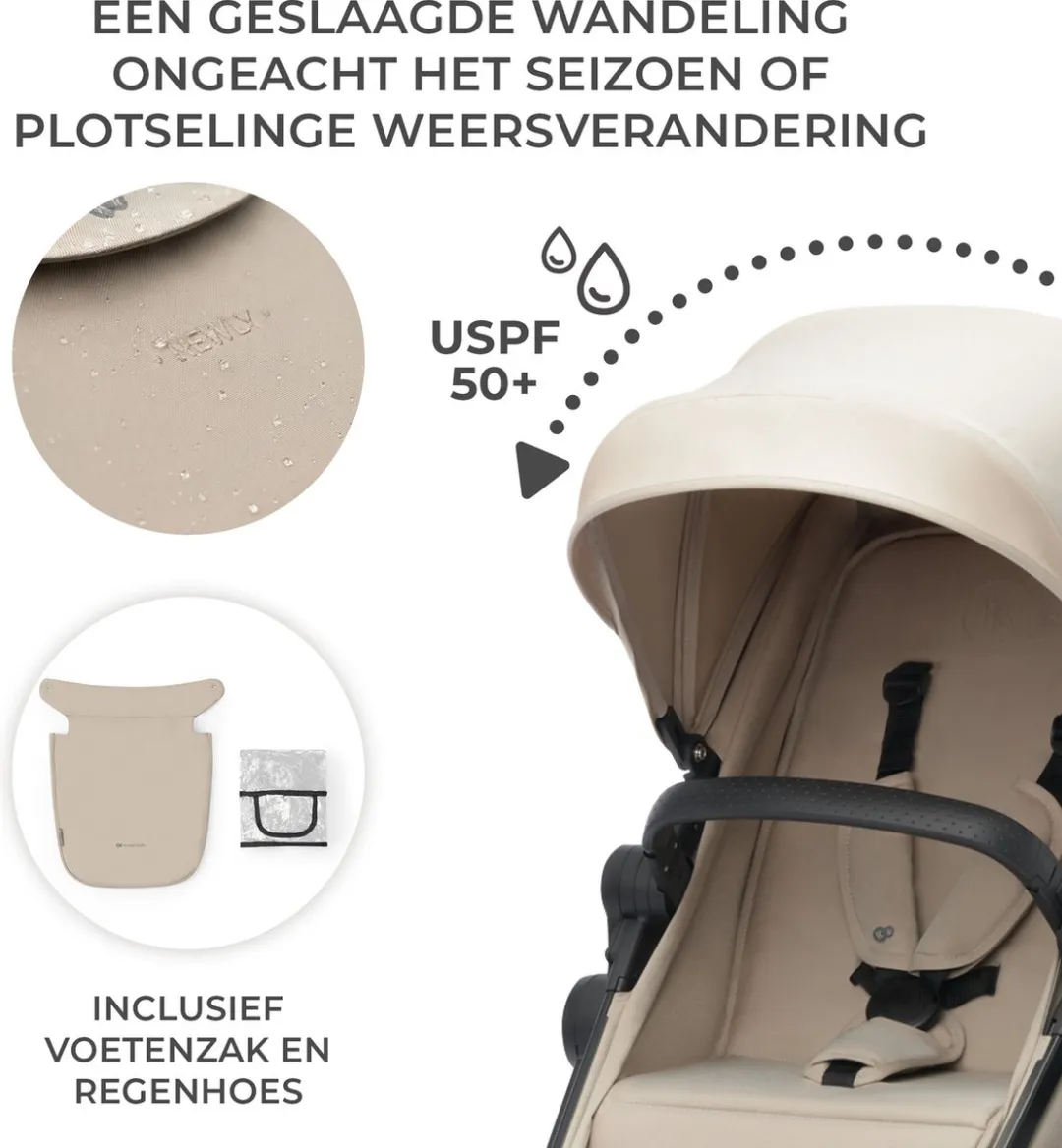 KinderKraft NEWLY 3-in-1 Kinderwagen Beige - Incl. MINK PRO i-Size Autostoel