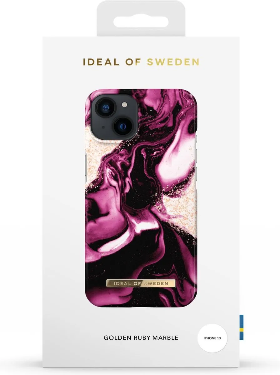 iDeal of Sweden iPhone 14/13 Backcover - Golden Ruby Marble
