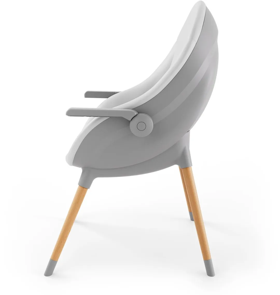 Kinderkraft FINI UP Kinderstoel 3‑in‑1 – Kunstlederen Bekleding – Verstelbare Tray – Ligstoeltje - Omzetbaar naar Speelfauteuil – Vvan de geboorte tot 20 kg – Grijs