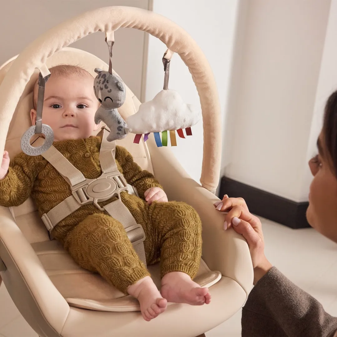 Kinderkraft FINI UP Kinderstoel 3‑in‑1 – Kunstlederen Bekleding – Verstelbare Tray – Ligstoeltje - Omzetbaar naar Speelfauteuil – Vvan de geboorte tot 20 kg – Grijs