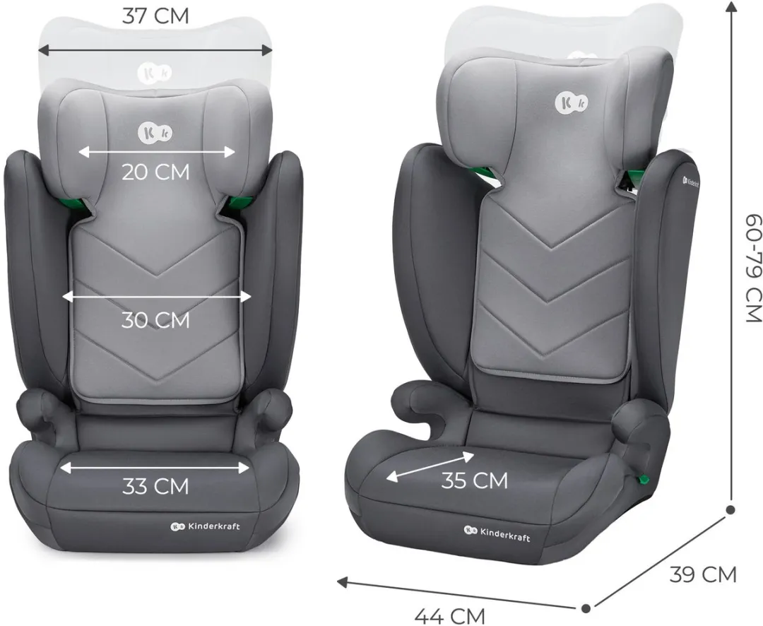 KinderKraft I-SPARK 2-in-1 Autostoel 100-150cm R129 i-Size Grijs