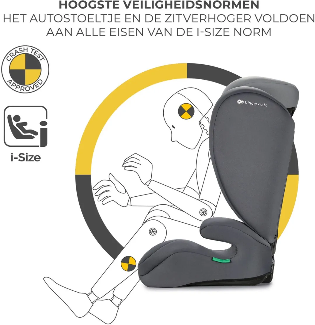 KinderKraft I-SPARK 2-in-1 Autostoel 100-150cm R129 i-Size Grijs