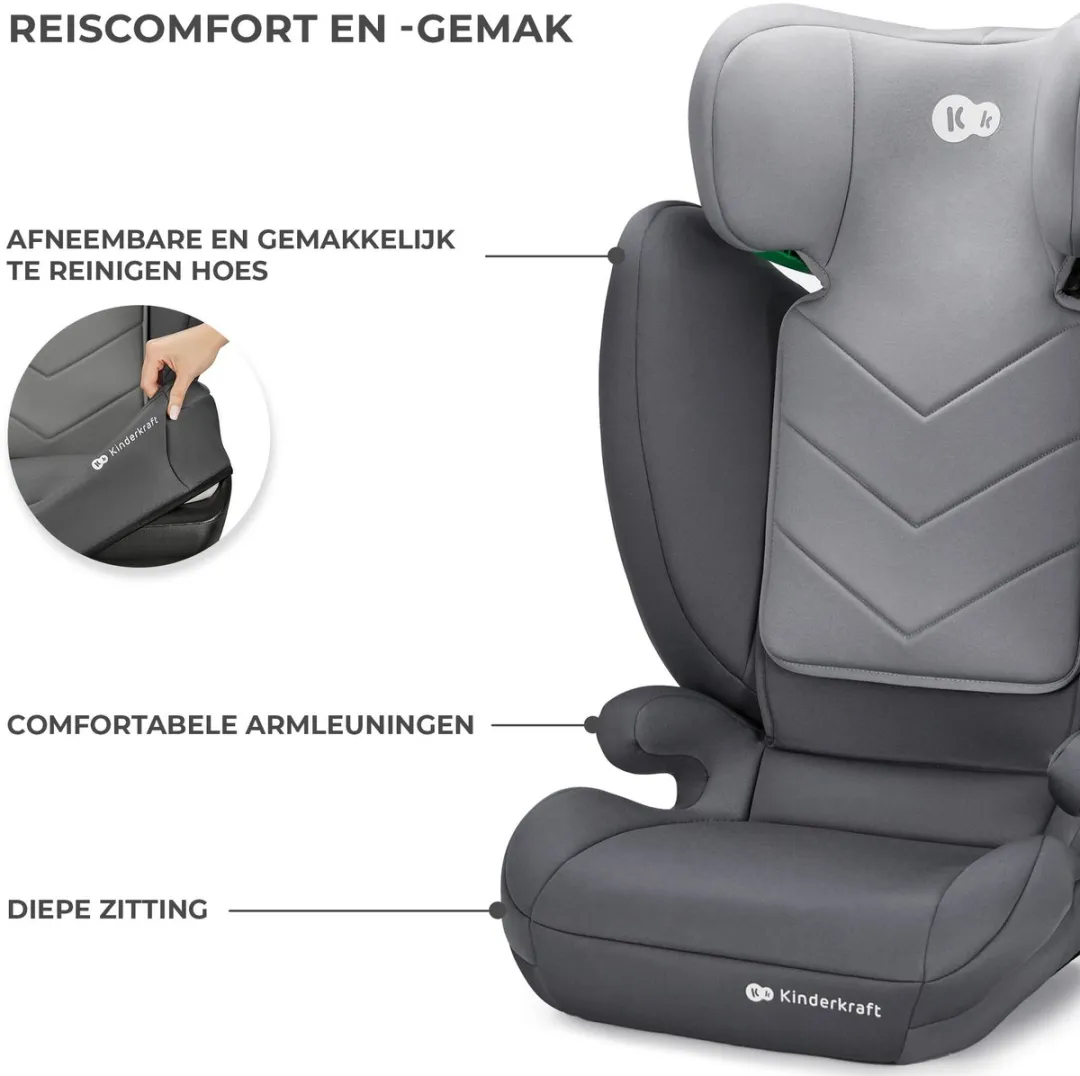KinderKraft I-SPARK 2-in-1 Autostoel 100-150cm R129 i-Size Grijs