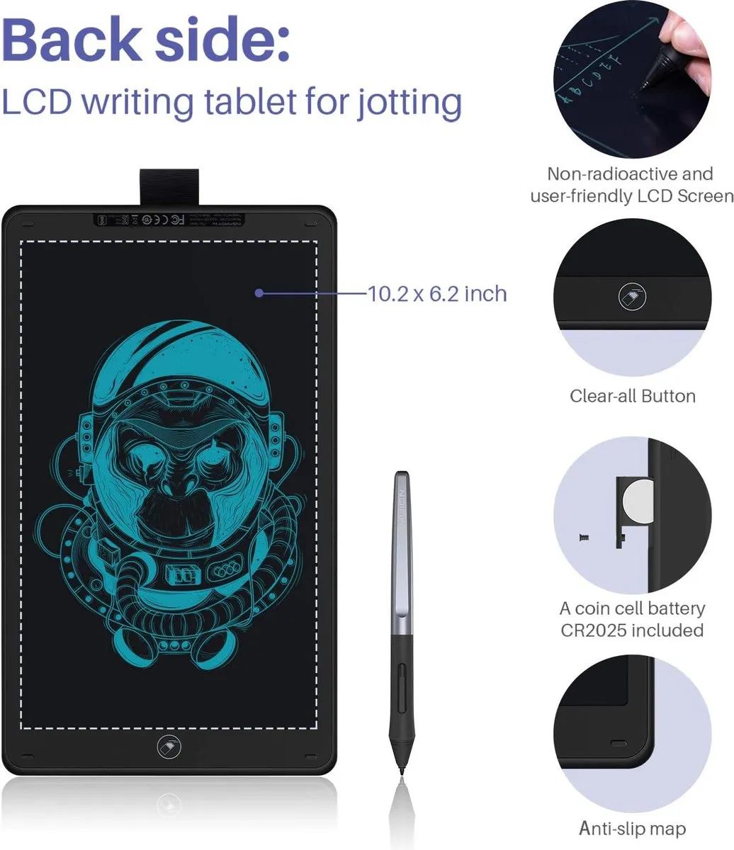 Huion H320M Tekentablet - 11 Toetsen - Zwart/Rood