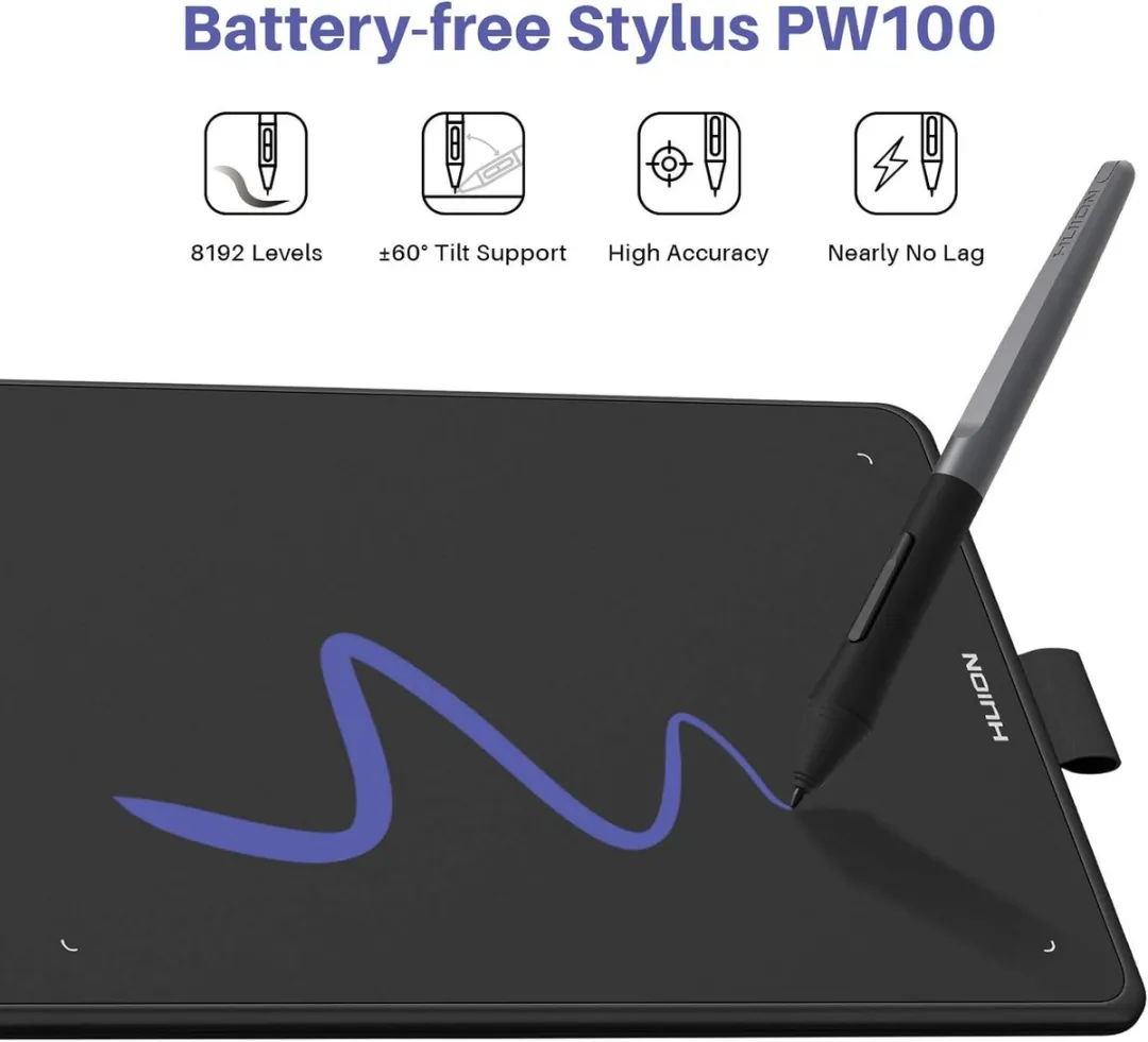 Huion H320M Tekentablet - 11 Toetsen - Zwart/Rood - afbeelding 6 van 6