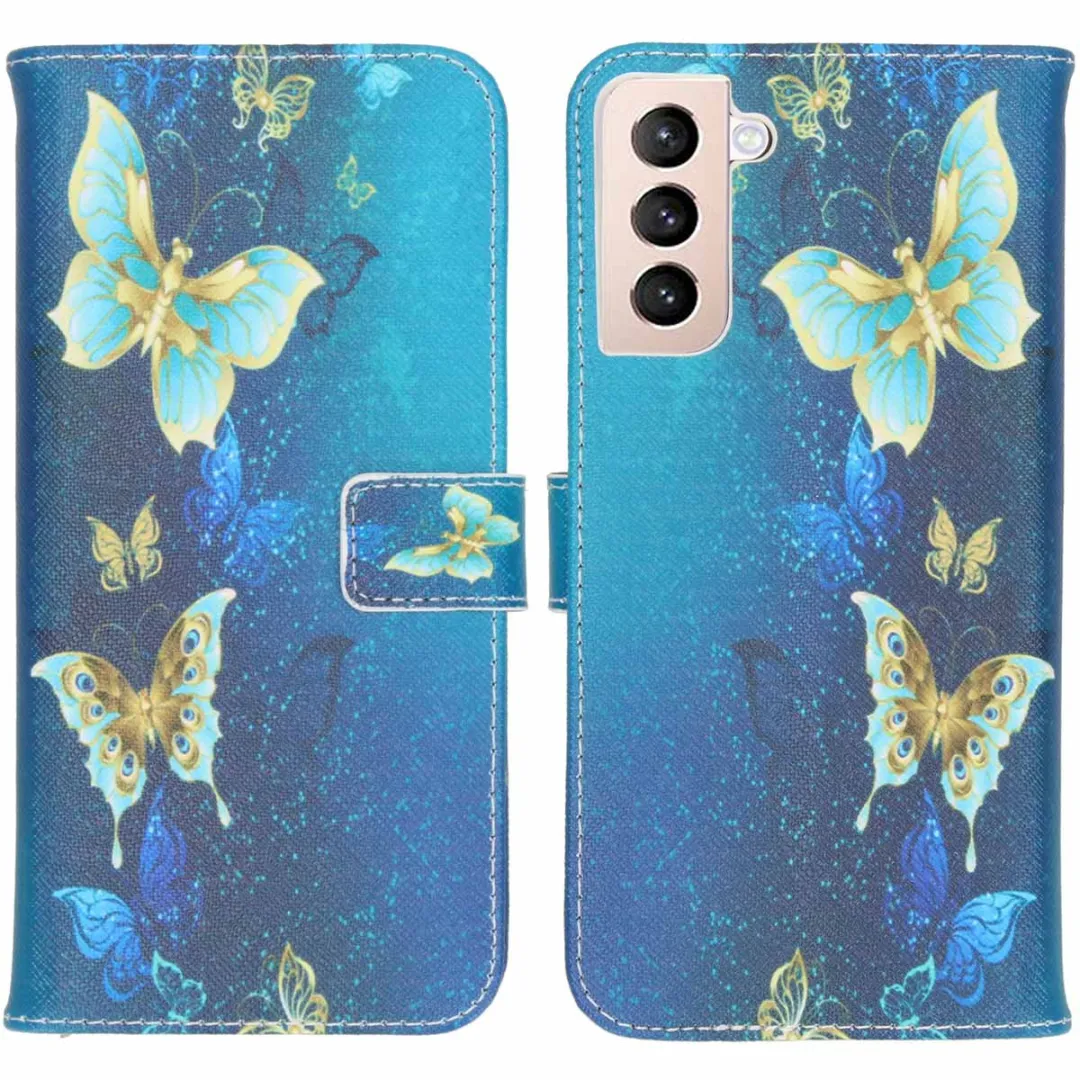 Imoshion Hoesje Samsung Galaxy S21 Plus - Blue Butterfly - 2 Pasjes