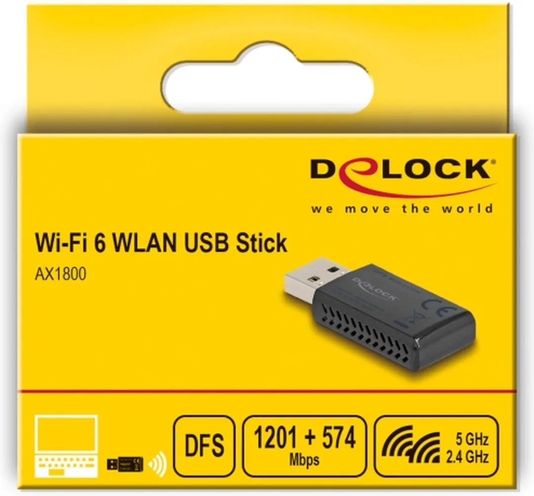 Delock Wi-Fi 6 AX1800 USB Stick 12772 - Zwart