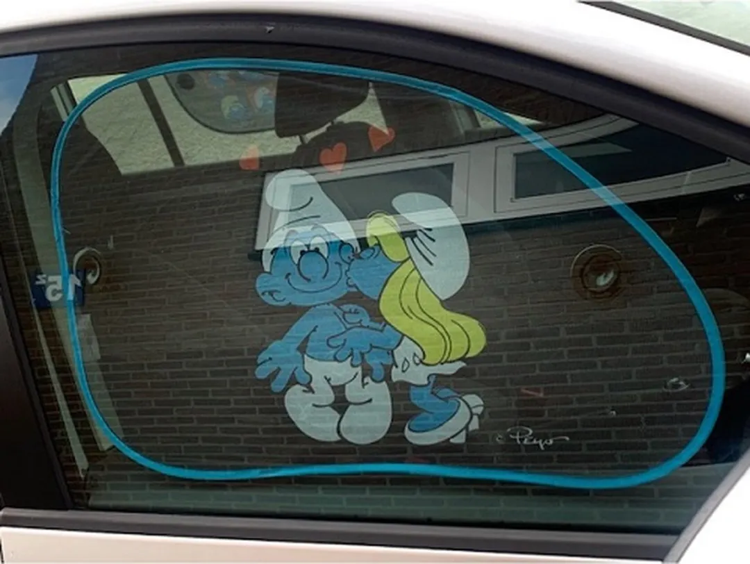 De Smurfen Auto Zonneschermen 2 Stuks - 64x42cm - Zwart