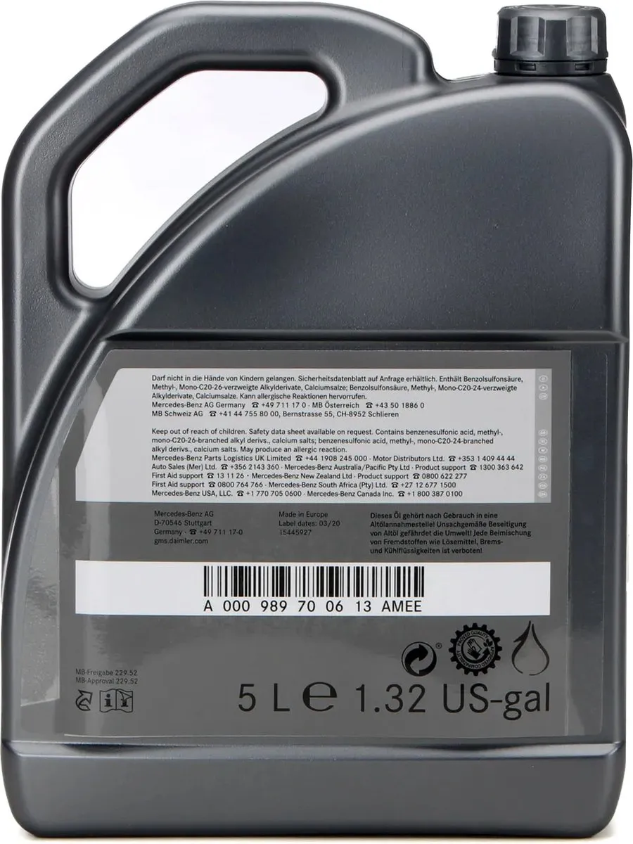 Mercedes-Benz Motorolie 5W30 229.52 5L